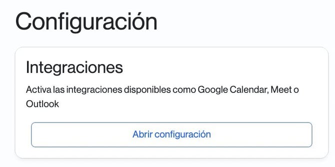 Configuración – Integraciones