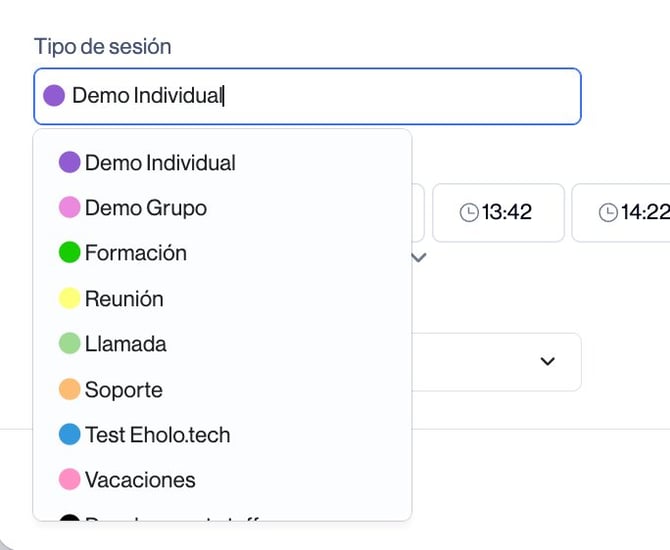 Tipo de sesión